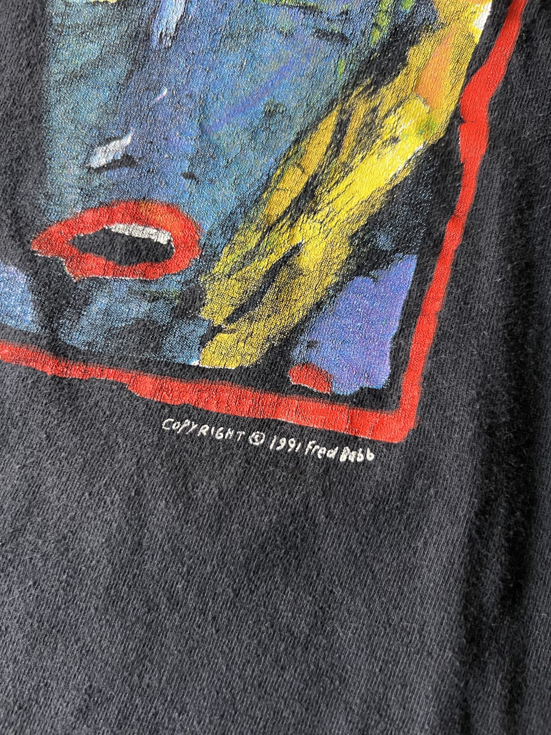 Vintage 1991 Fred Bobb ‘Art Can’t Hurt You’ Art Tee - Image 4