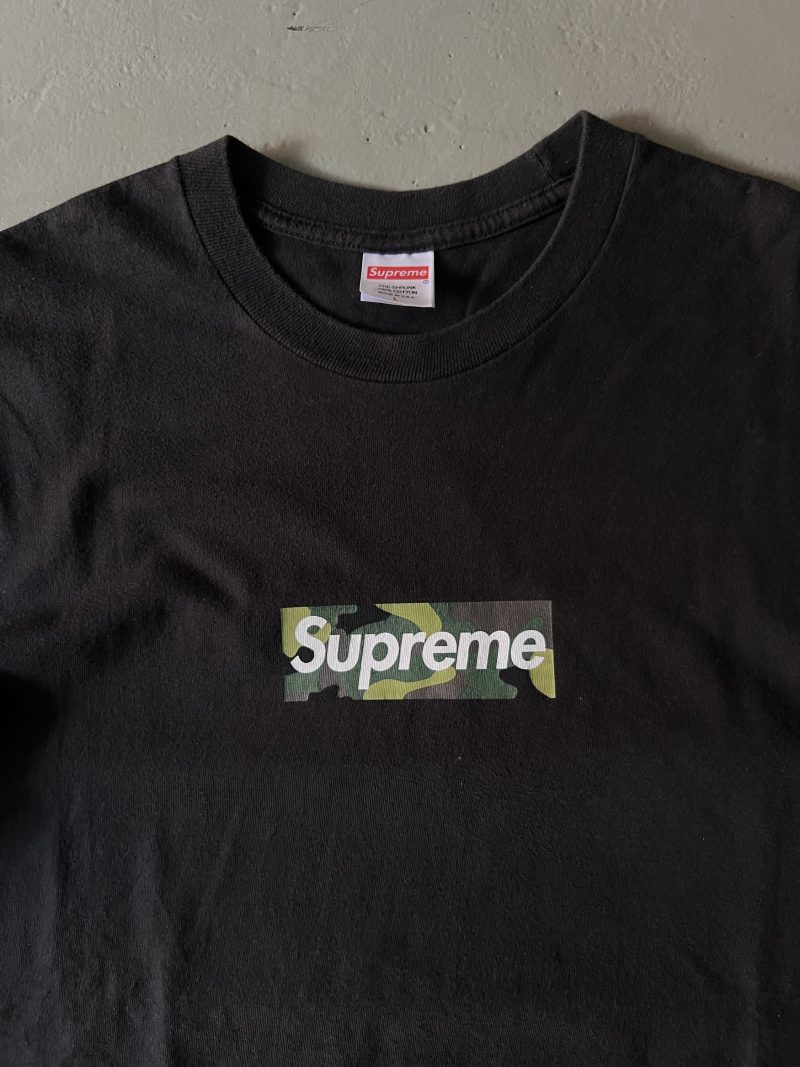 FW23 Supreme Camo Box Logo Black Tee - Image 2