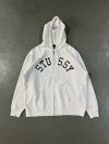 2002 Stussy Spellout Arc Logo White Zip Hoodie Jacket