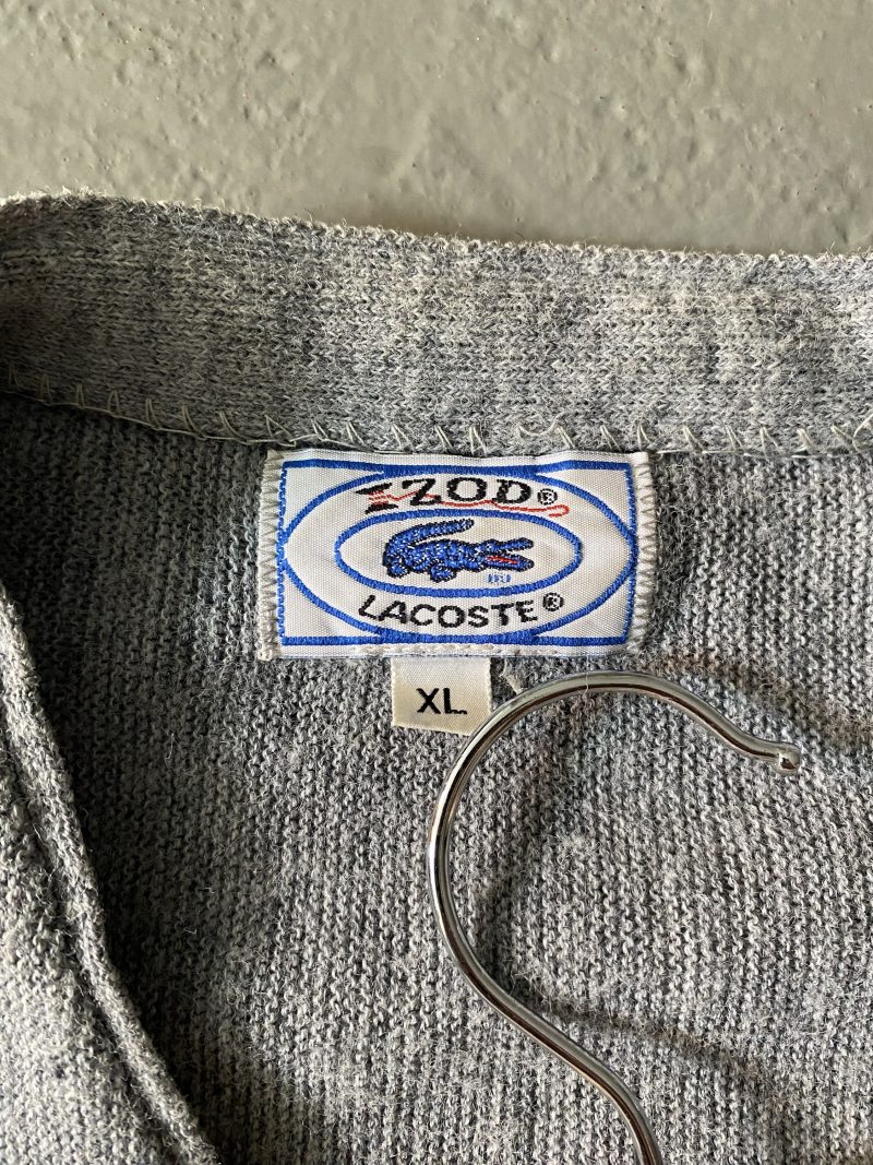 1970’s Izod Lacoste Gray Acrylic Cardigan - Image 4