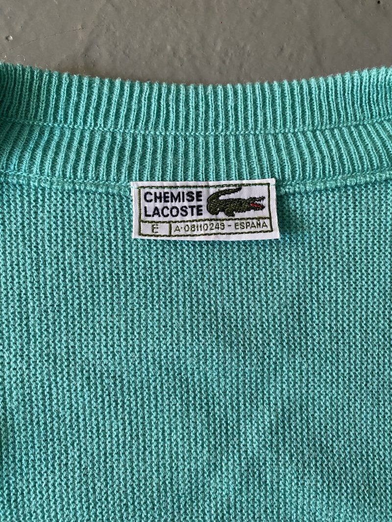 1980’s Chemise Lacoste Teal Cardigan - Image 2