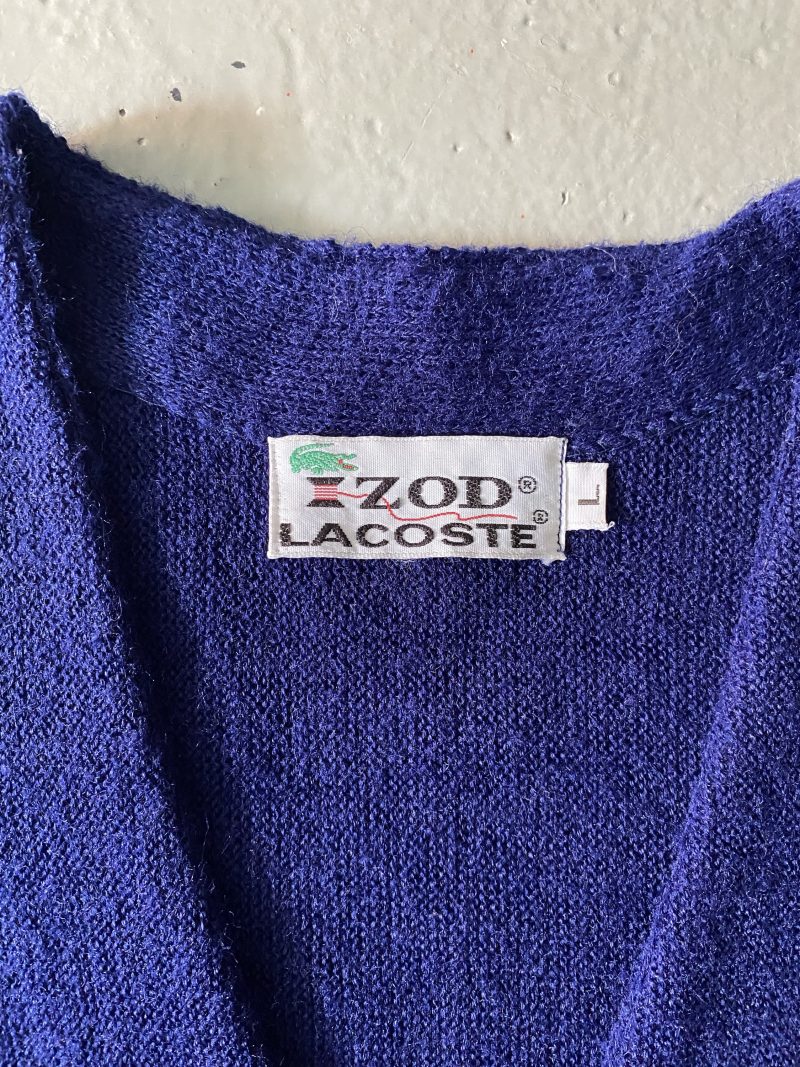 1960’s Izod Lacoste Navy Blue Acrylic Cardigan - Image 2