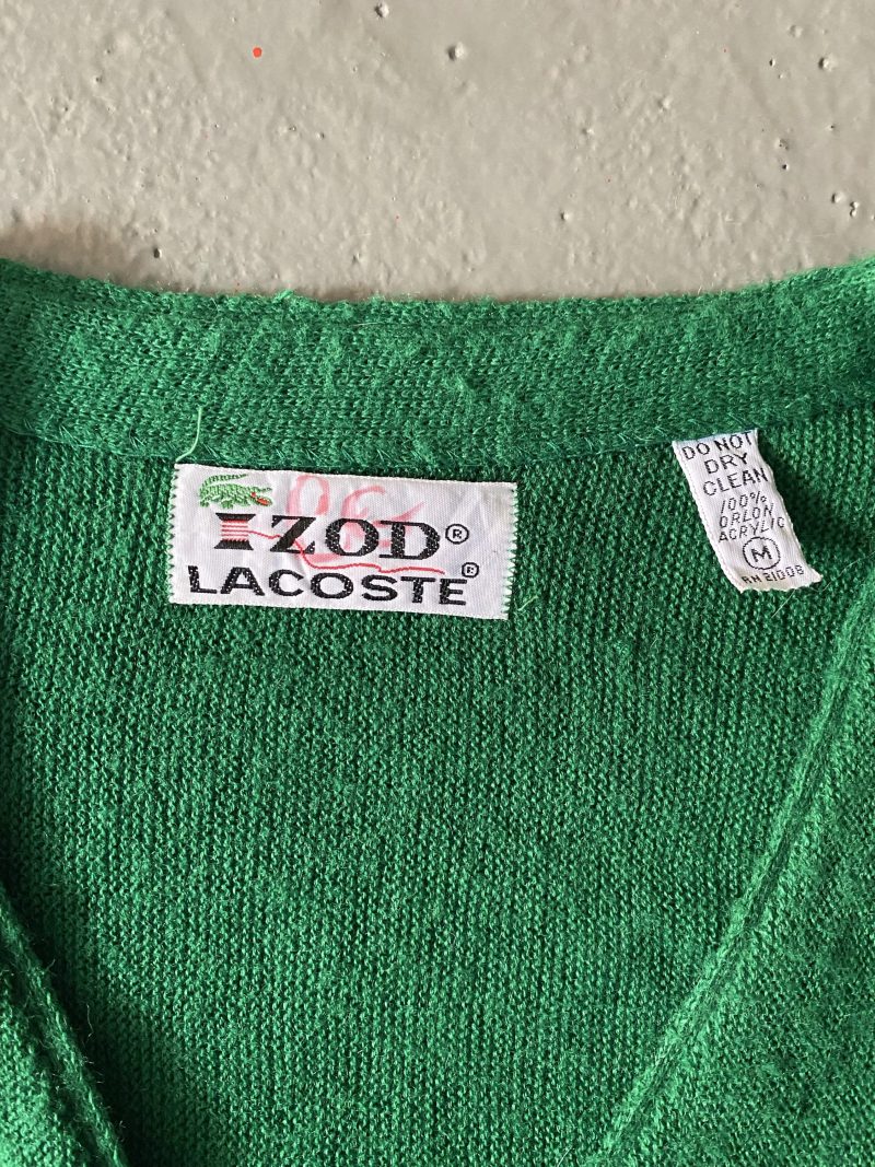 1960’s Izod Lacoste Green Acrylic Cardigan - Image 2