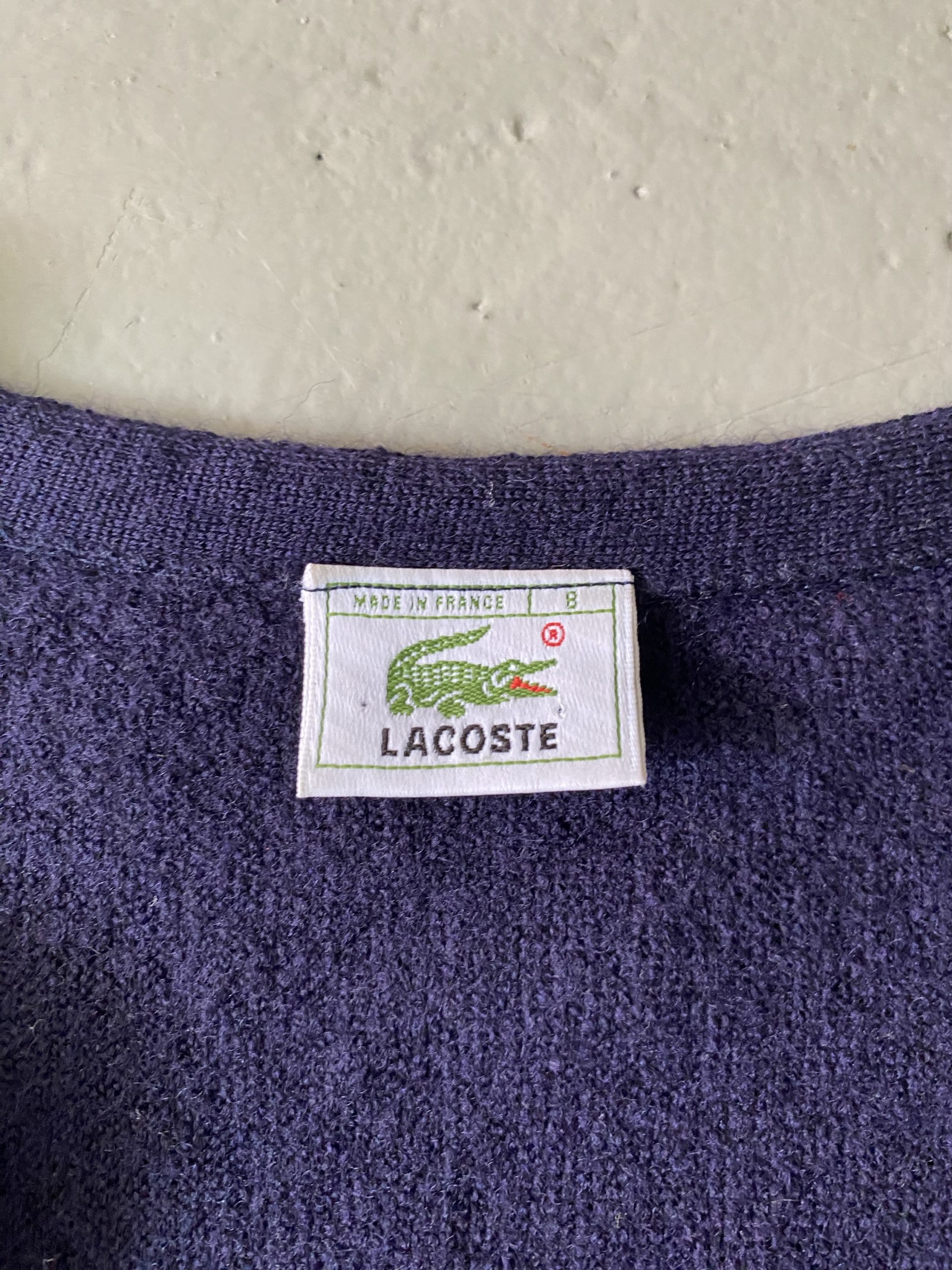 Vintage 1980’s Lacoste Navy Blue Wool Cardigan - Image 3