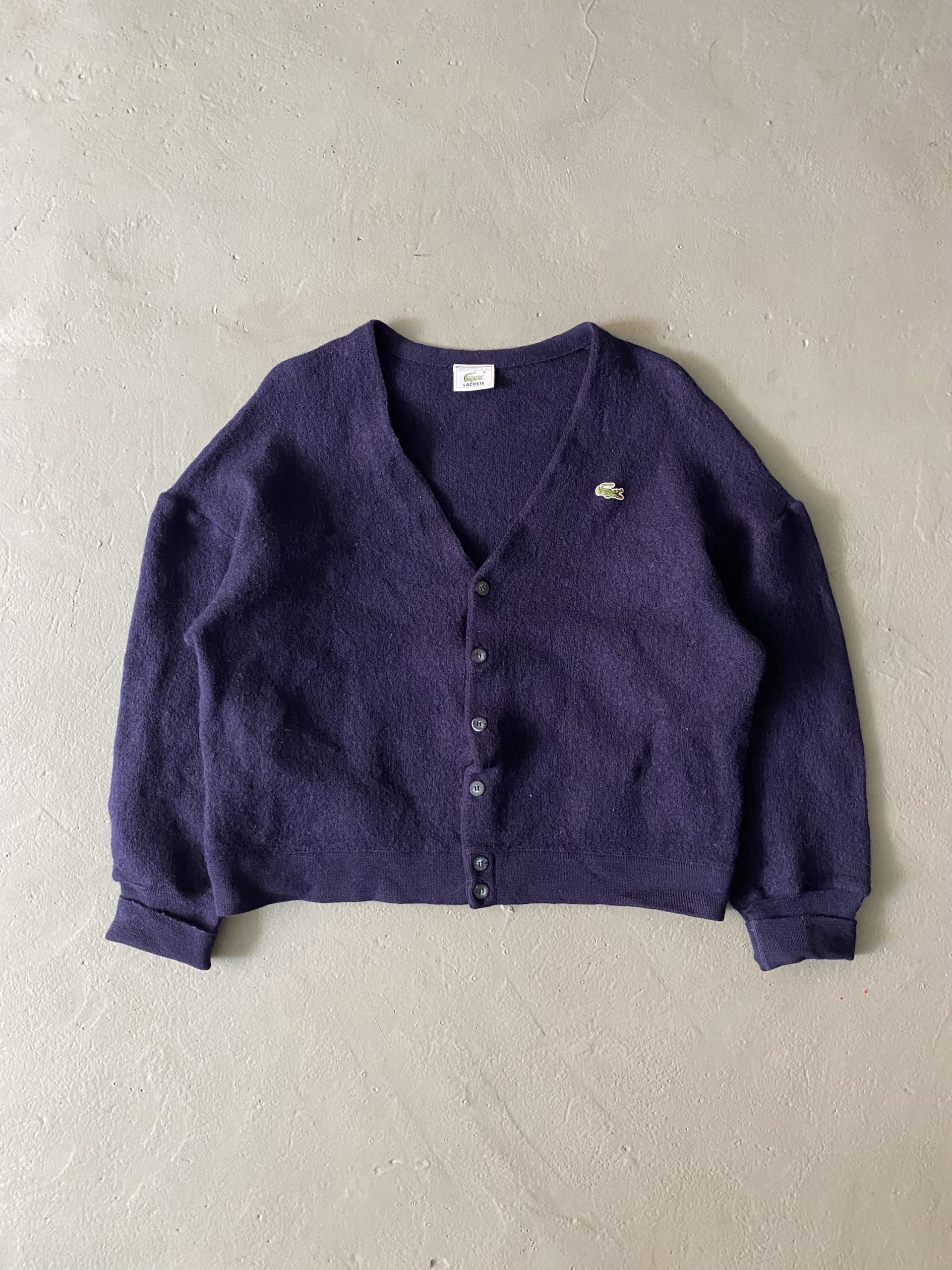 Vintage 1980’s Lacoste Navy Blue Wool Cardigan