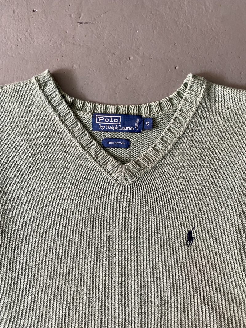 Vintage Ralph Lauren Mint Green Knitted Vest - Image 2