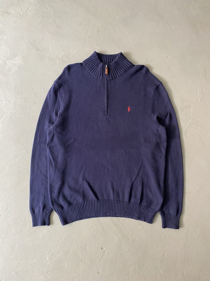 Vintage Ralph Lauren Navy Blue Quarter Zip Knitted Pullover