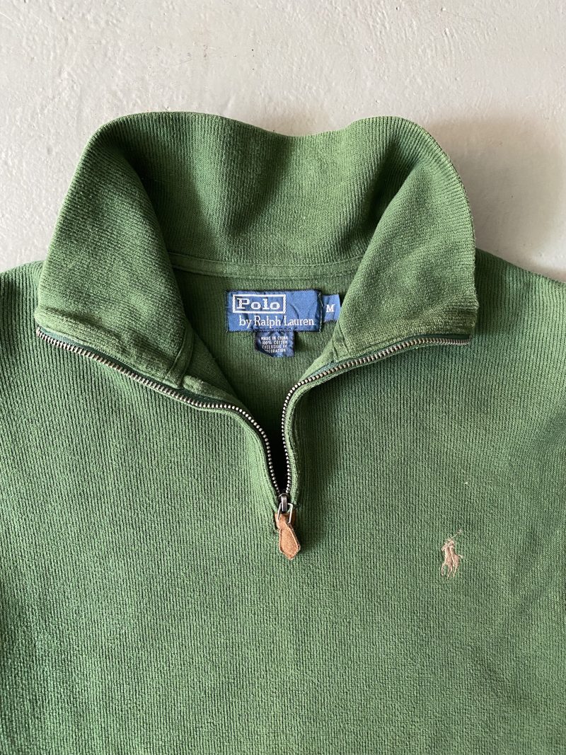 Vintage Ralph Lauren Green Quarter Zip Pullover - Image 3