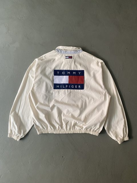 Vintage Tommy Hilfiger Cream Big Flag Harrington Jacket
